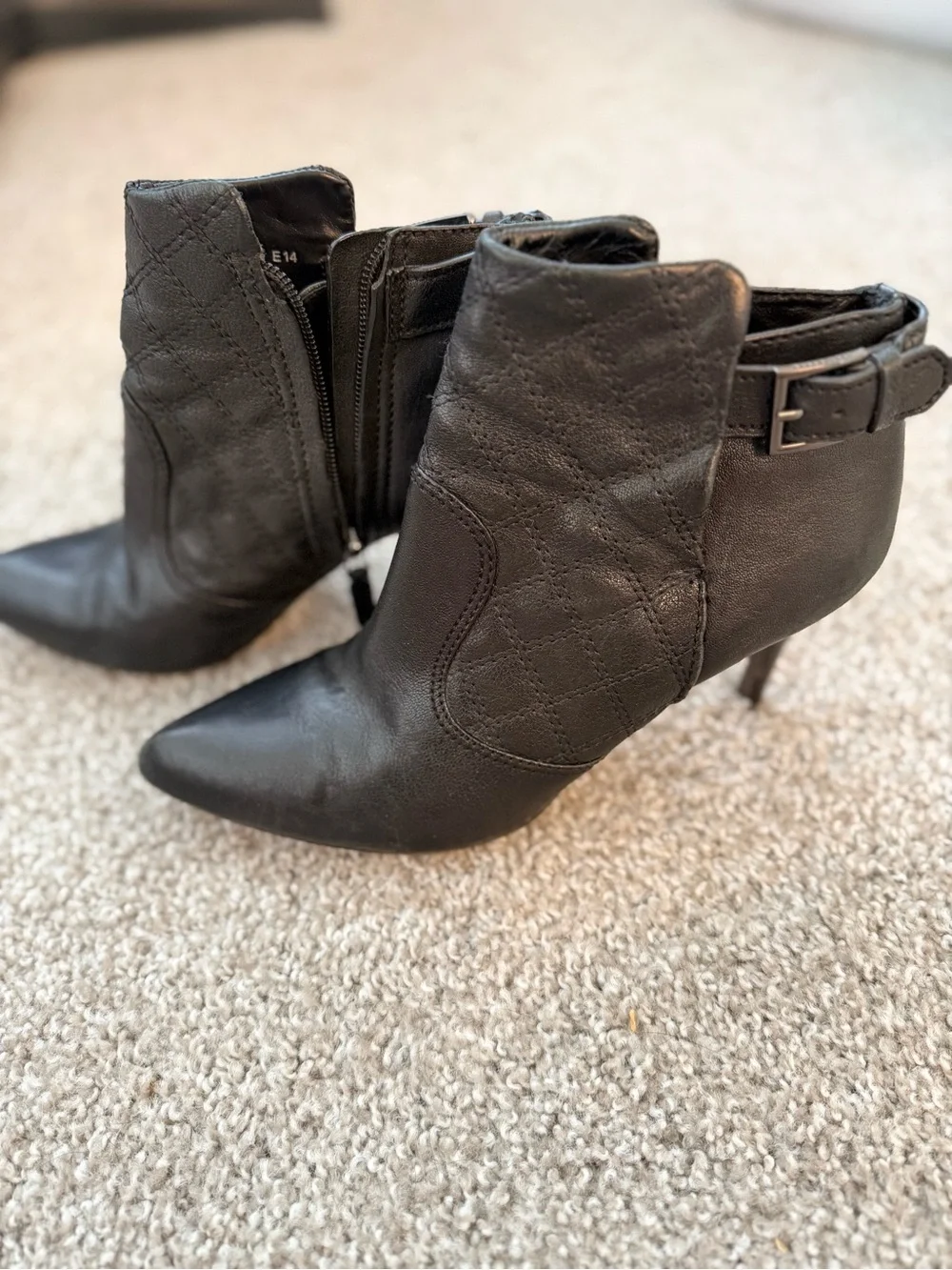 Tory Burch Black Quilted Pointed Ankle Boots